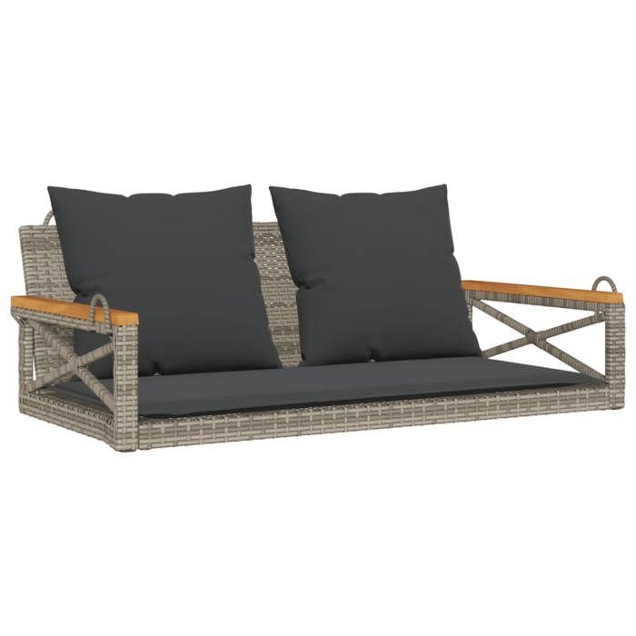 Bonne qualité Meuble dextérieurChaise de jardin BONNIE Balancelle avec coussins 109x62x40cm résine tressée DECO - vue 2