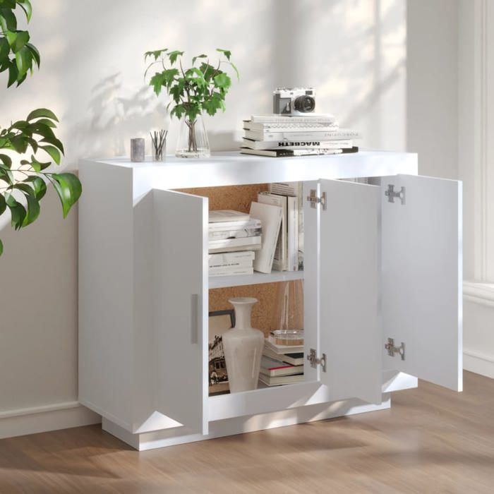(SOLDE dété) Placard/Buffet bas - Décor salon - blanc 92 x 35 x 75 cm bois d’ingénierie *aspect pratique5428062