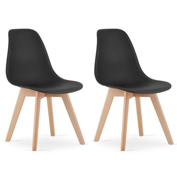 Chaise Komodee ATRI - 2 Pieces - NOIR - Jambes en bois de hêtre 55 x 46 x 80 cm Chaise Komodee ATRI - 2 Pieces - NOIR - Jambes en bois de hêtre 55 x 46 x 80 cm