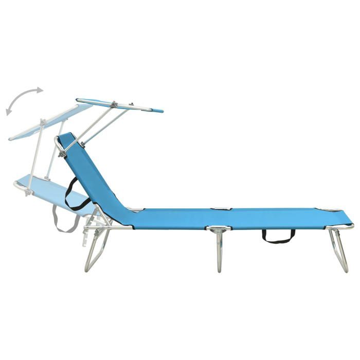 Bleu Chaise/Meuble dextérieur SARAZYJ -&nbsp;Chaise longue pliable - avec auvent bleu aluminium Hot92448548