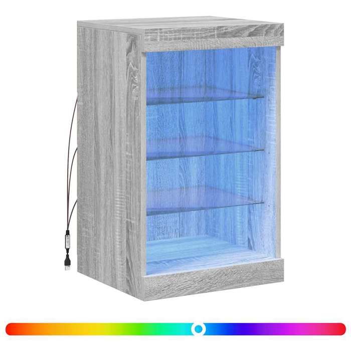 SOLDE DHIVER®Buffet Bahut KENNETH - avec lumières LED - Meuble de rangement sonoma gris 41x37x67cm - 653454