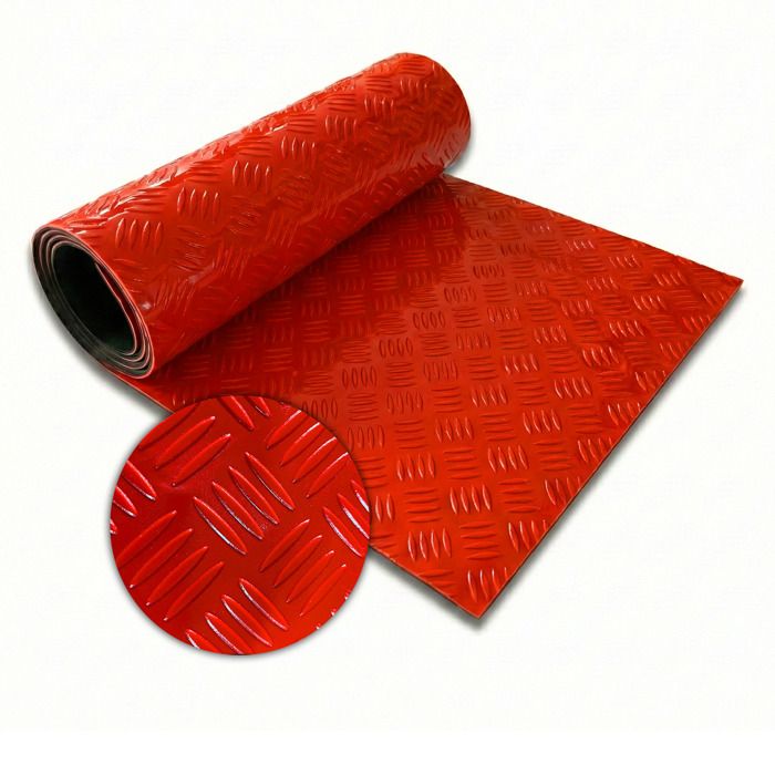Revêtement sol PVC Effet tôle striée, Rouge, 110 x 150 cm - Cdiscount ...
