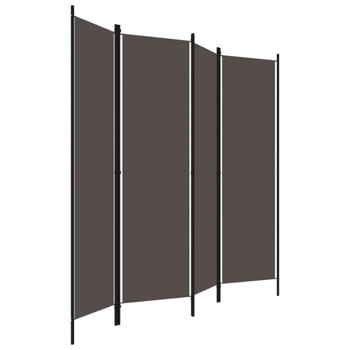 [66952]MEUBLE*TOP - Paravent Interieur/ Cloison de séparation - 4 panneaux Anthracite 200x180 cm Poids:3.59 Kg