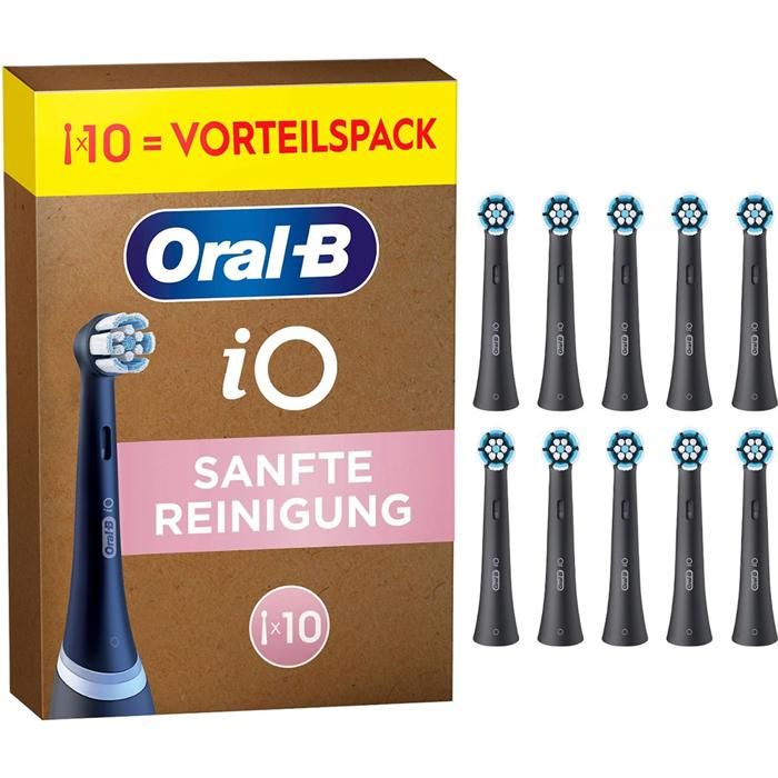 Têtes de brosse de rechange - ORAL-B - iO Gentle Care - Noir - Lot de 10 - Compatibles Oral-B