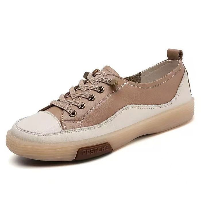 INSFITY Baskets Femme Plat Casual Chaussures Sneakers Lacets Mi Saison Antidérapant Confortable - Marron