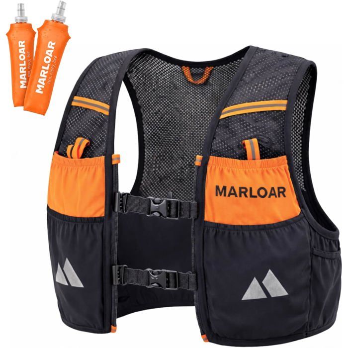 Gilet hydratation-Sac hydratation Running 2 flasques Souples 500ml incluses léger et Respirant Trail et Course à Pied