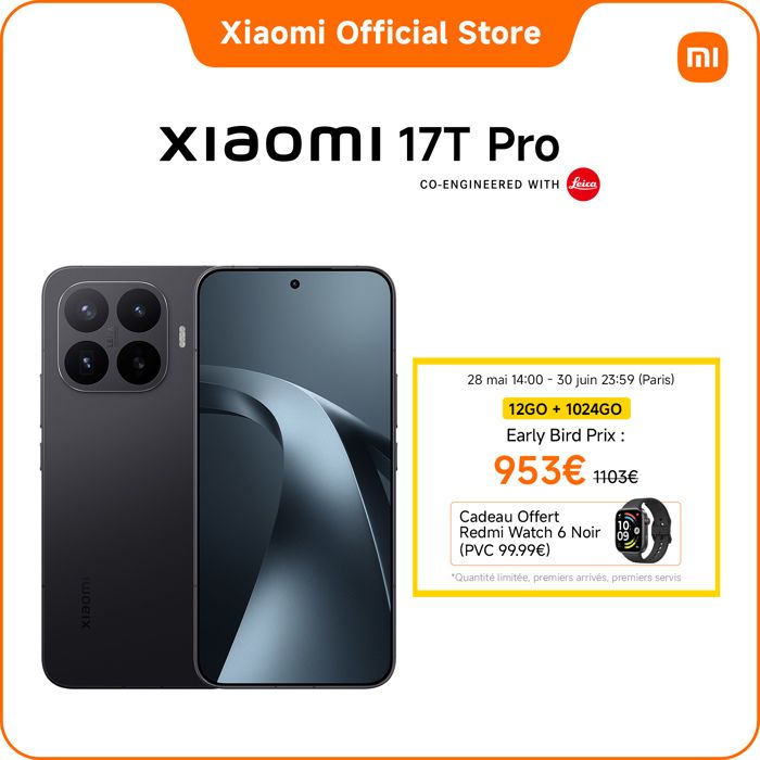 [Officiel] Xiaomi 17T Pro Smartphone 12+1024GO Noir Téléobjectif Leica 5 x Batterie en silicium-carbone de 7 000 mAh (typ)