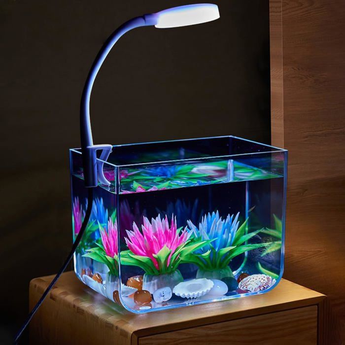 1 Aquarium Polystyrène Lampe de serrage 3W Transparent Design carré Salon Bureau .