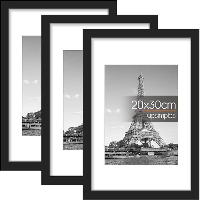 Lot de 3 Cadres Photo 20x30 cm Cadre Noir 30x20 cm pour Photos Images Affiches Puzzle 20x30cm