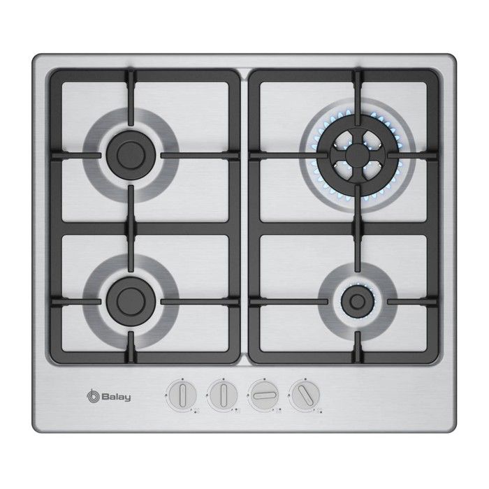 Plaque de cuisson Balay 3ETX565CB gaz inox intégrable 4 feux Wok 60 cm - vue 2