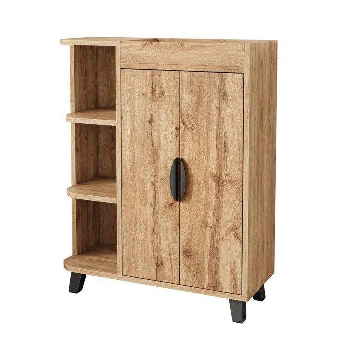 Meuble À Chaussures Naturel 80x32x99cm étroit Double Porte compartiments Ouverts étagère Haut Rangement Entrée Petits Espaces Meuble À Chaussures Naturel 80x32x99cm étroit Double Porte compartiments Ouverts étagère Haut Rangement Entrée Petits Espaces