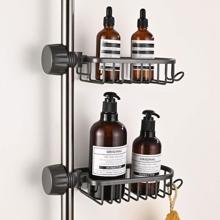 Lot de 2 étagères douche sans perçage compatibles rails 20-30 mm rangement salle de bain idéal