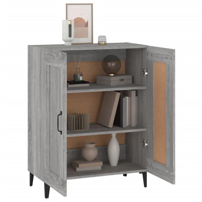 Gris Commode Salon CHIC Buffet bas/Cabinet 1 PC sonoma gris 69 5x34x90 cm bois dingénierie N13392