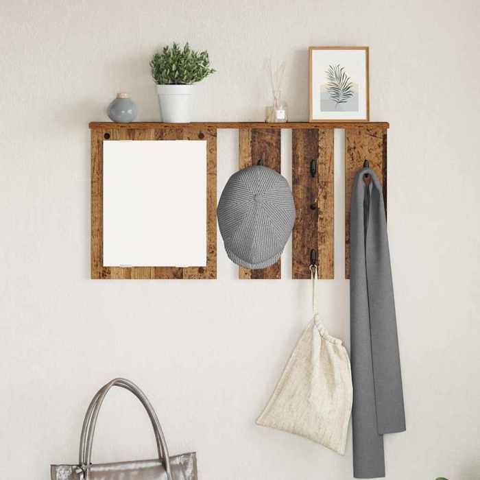 Porte-manteau mural - MAISON EXCLUSIVE - 85x10x45 cm - Bois dingénierie - Crochets métal - Charge 20 kg