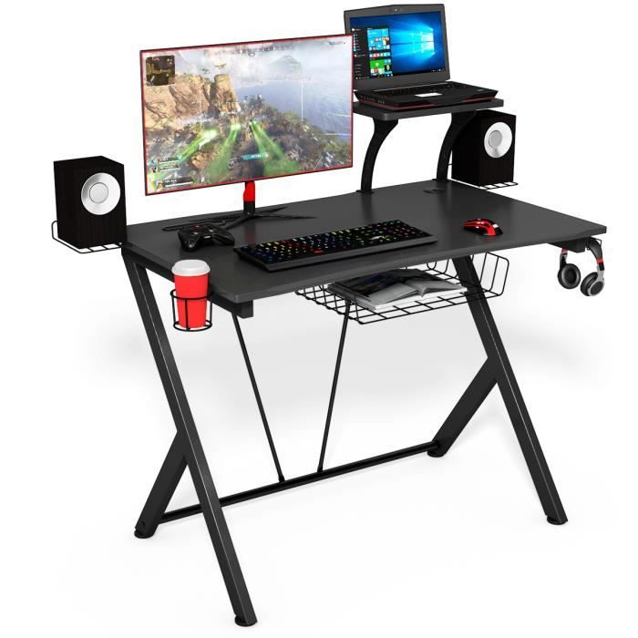 Bureau Gaming Table De Travail Informatique Pour Gamer Avec Tablette 1 Panier 1 Porte Gobelet Et 3 Crochets 132 X 60 X 101cm Achat Vente Bureau Bureau Gaming Soldes Sur Cdiscount Des Le 20 Janvier Cdiscount