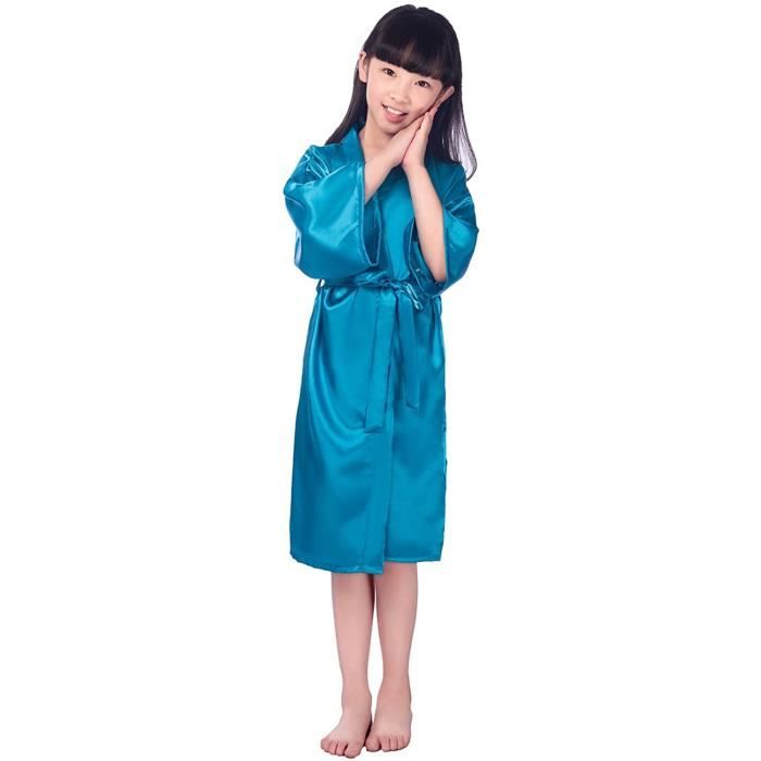 CuteOn Fille Robe Peignoir Kimono Robe de Bain en Satin pour Enfant