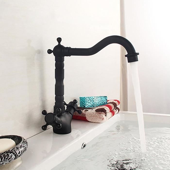 robinet style europeen laiton vintage evier salle de bains cuisine melangeur noir g1 2 sec cdiscount bricolage