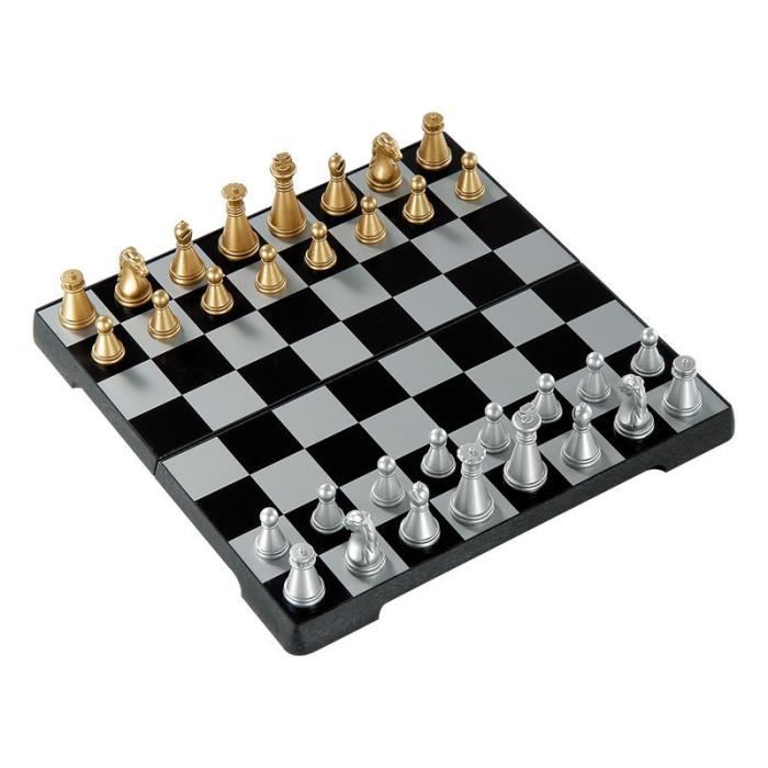 Échiquier Portable En Similicuir - 43x43 Cm - Dépliable, Léger - Pour Voyage, école, Pique-nique - Noir Et Blanc