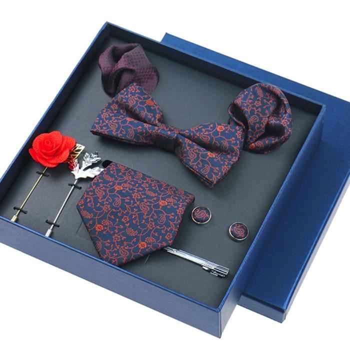 Coffret Cadeau Cravate De Mariage Homme Bordeaux - Avec Nœud Papillon Et Pochette, Neuf Avec étiquettes