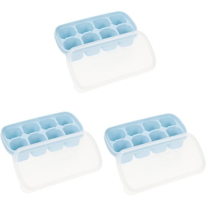 Gucass 2 Moules à Glaçons Silicone 6 Compartiments Gros Carrés Et Ronds Avec Couvercle - Sans BPA