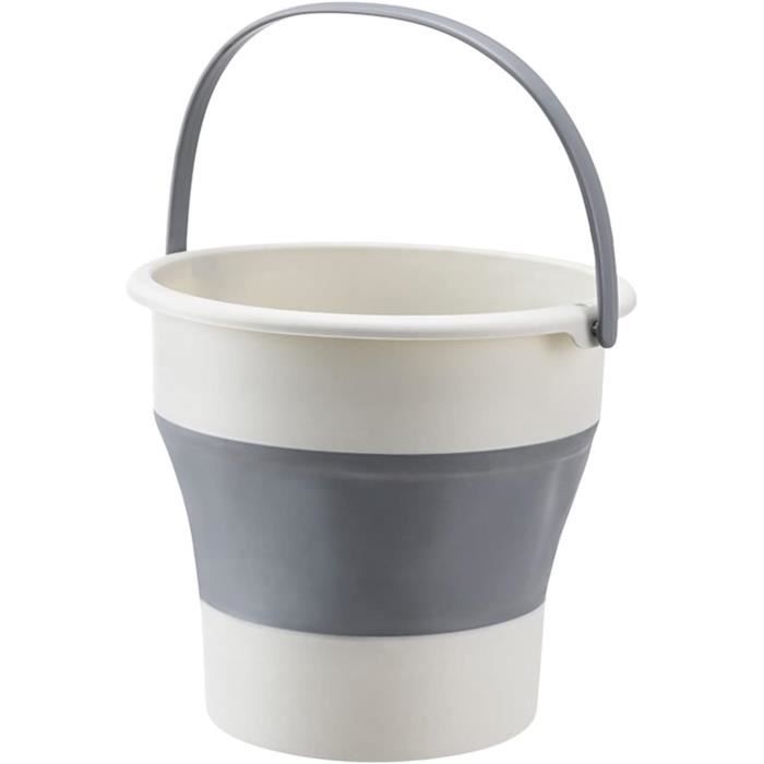 Panier à Linge Pliable avec Anse - en Plastique - Seau Pliable - pour Le Camping, la Cuisine et la Caravane - 10 l - Gris Panier à Linge Pliable avec Anse - en Plastique - Seau Pliable - pour Le Camping, la Cuisine et la Caravane - 10 l - Gris