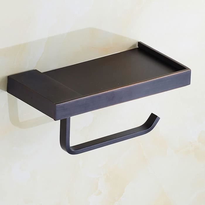 Porte Papier Toilette Mural Gris Anthracite - Installation Sans Perçage (adhésif Fort Inclus) Ou Avec Vis - Design Anti-chute