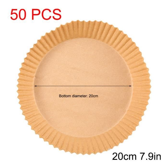 Papier Cuisson Rond Pour Airfryer - 200 Feuilles Ø26/30 Cm, Antiadhésif, Résistant à 260°C, Naturel Non Blanchi