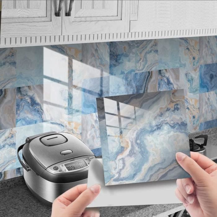Lot De 24 Autocollants Carrelage Mural PVC - Décoration Cuisine, Salle De Bain Et Meubles
