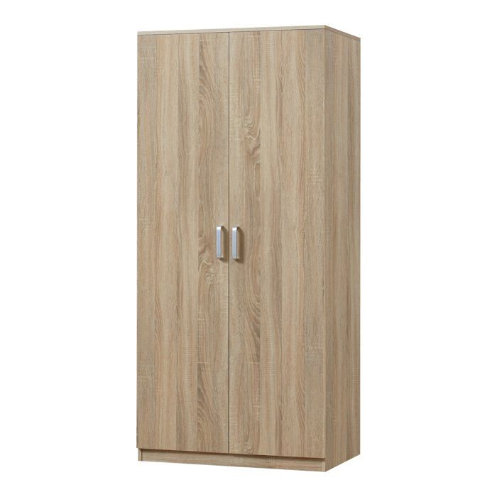Armoire de chambre garde robe moderne meuble de rangement intemporel 1 etagere MDF 176 x 80 x 52 cm effet chene sonoma