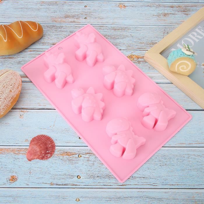 Moule A Gateau 2 Pcs 6 Grille Mignon Forme De Dinosaure Silicone Diy Outil De Cuisson Rose Cdiscount Maison