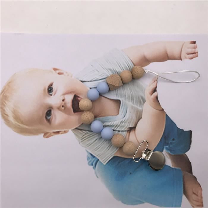 Mignon bébé personnalisé en bois perle Sucette Anneau de dentition Dummy Clip Holder 1pc ~ fille