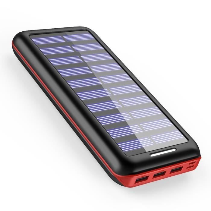 Batterie Externe AKEEM Améliorer 24000mAh Chargeur Solaire Portable avec Deux Entrées et 3 Ports USB de Power Bank Batterie pour Smartphone et autres 