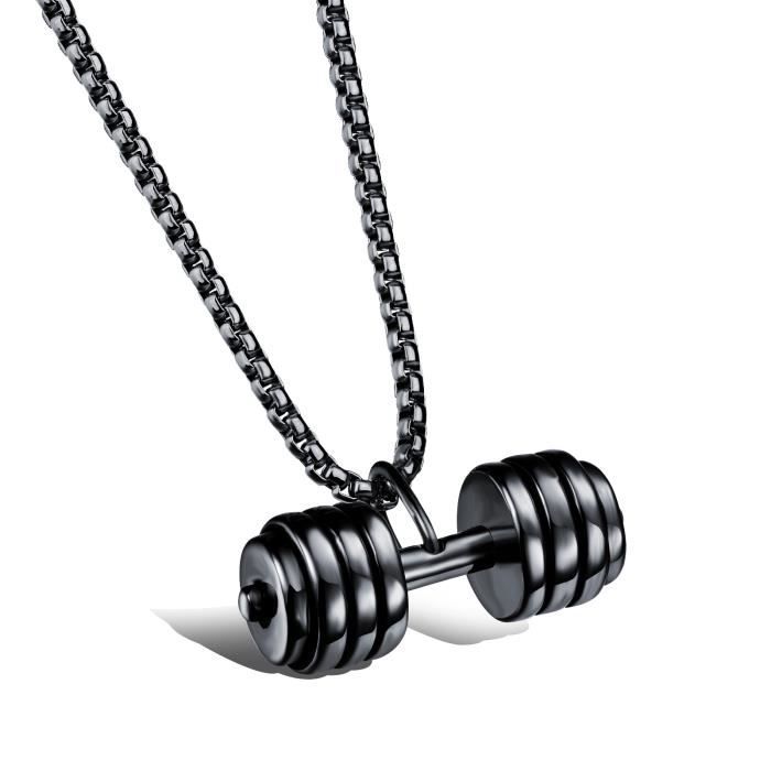 Collier Poids Plaque Barbell Haltère Fitness Gym Titane Acier Inoxydable