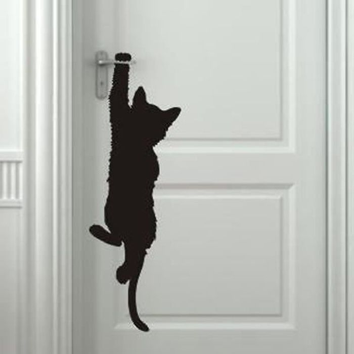 Sticker Decoration Porte Voiture Mur Animal Chat Grimpeur 85x28 Cm Noir Chat006 Cdiscount Maison