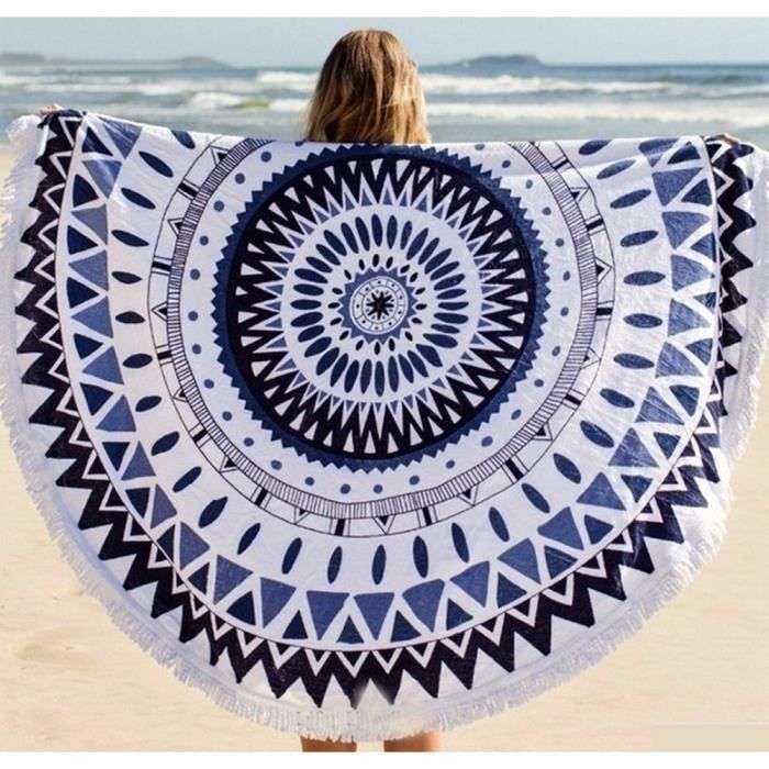 2x Serviette De Plage Ronde Microfibre E Achat Vente
