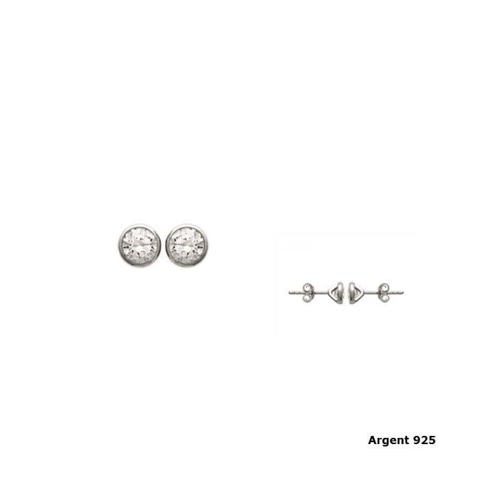Boucles D'oreilles Clous Puces étoile En Argent 925° Avec Zirconium Cubique 5mm - Neuf Avec étiquettes