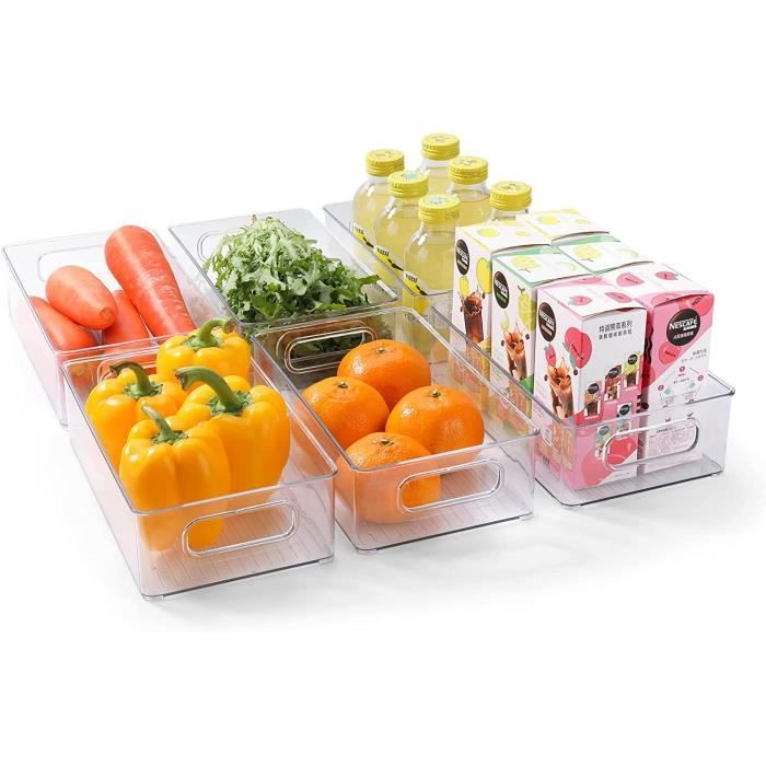 Bacs De Rangement Frigo Transparents PET - 30x20x5 Cm, Sans BPA, Pour Fruits, Légumes, Organisation Cuisine