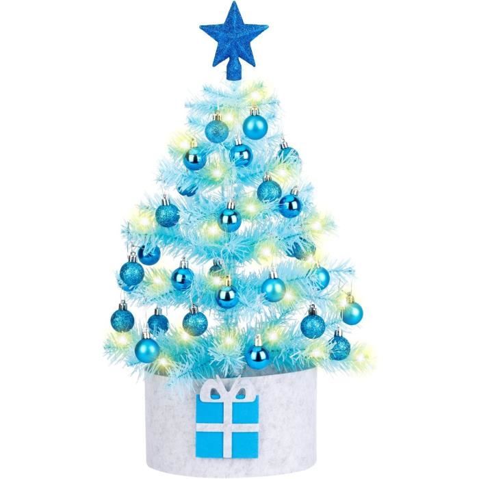 Mini Sapin De Noel 60cm, Petit Sapin De Noel Artificie Lumineux LED avec 32 Pièces Decoration De