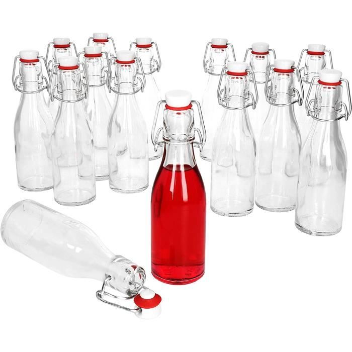 Lot De 16 Petites Bouteilles à Remplir 60 Ml - Transparentes Avec Entonnoir Et Marqueur - Pour Sauces, Cosmétiques, Voyage