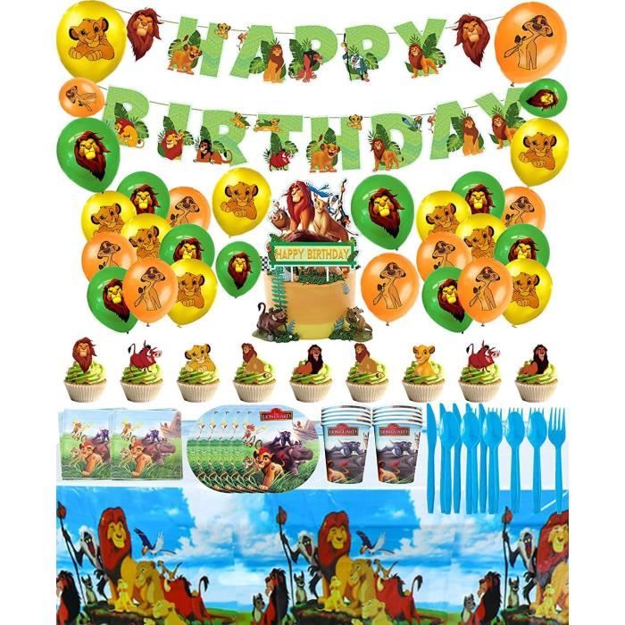 Jungle Anniversaire décorations de fête d'anniversaire Bannière Joyeux Anniversaire ballons décorations de gâteau pour The Lion King Accessoires de fête The Lion King 