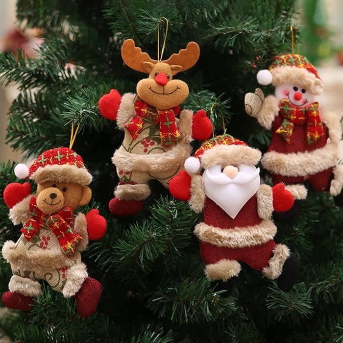 CDDecoration Noel, 4 PCS Village de Noel Père Noël Ours Bonhomme Neige