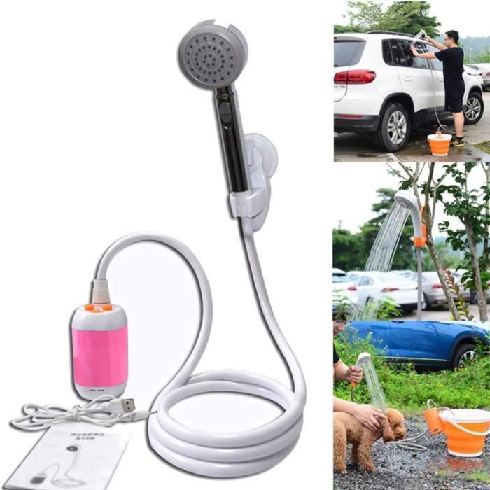 Douche De Camping Portable LZQ Avec Pompe - Batterie 2200 MAh, Débit 3L/min, Tuyau 2m, Pour Plage, Voyage