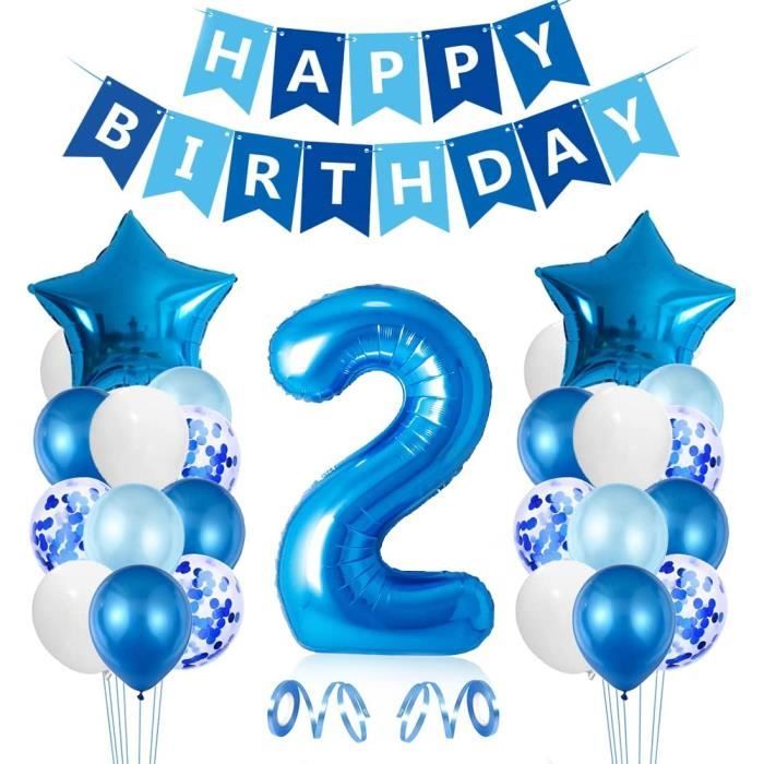 Ballon Anniversaire 2 Ans Garcon Decoration Anniversaire 2 Ans Bleu Ballons Anniversaire Chiffre 2 Ballons Confettis Latex Y Cdiscount Maison