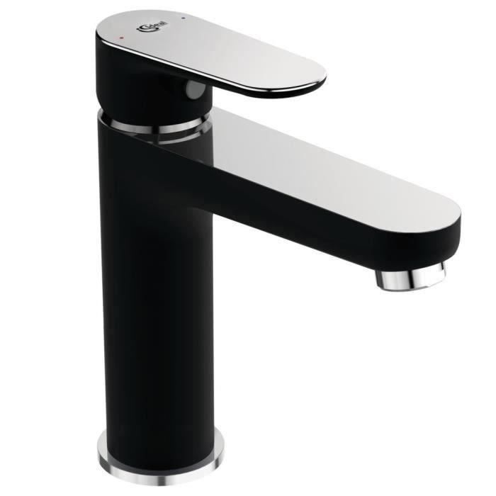 Mitigeur lavabo TYRIA - tirette et vidage bonde métal - Noir/Chrome - Ideal Standard
