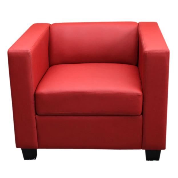 Fauteuil Club / Lounge Lille - Rouge - Cuir - Contemporain