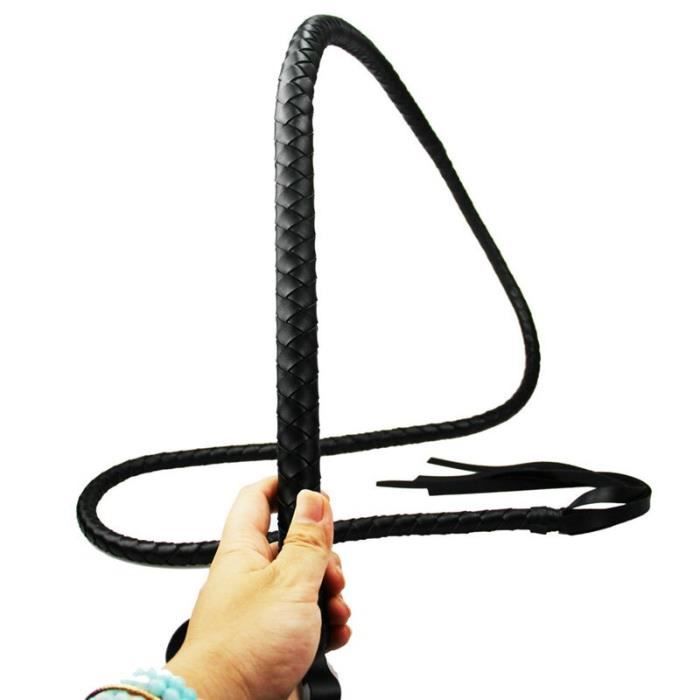Flogger Cuir Noir 16 Tresses - Fouet D'équitation Professionnel Bantoro (3 Pieds)