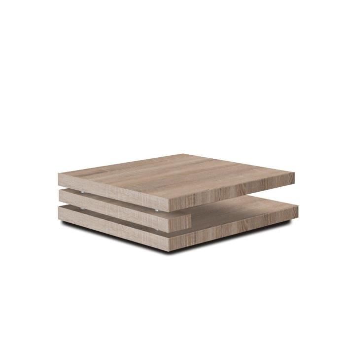 Table Basse Carree 100x100 En Mdf Coloris Sonoma Clair Achat