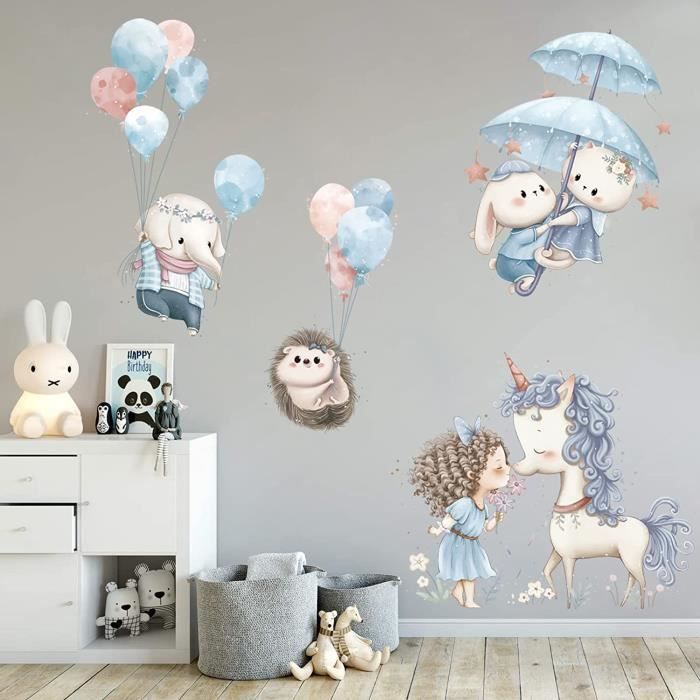 Stickers Muraux Enfants Autocollant Mural Bebe Garcon Fille Chambre Decoration Stickers Animaux Licorne Lapin Elephant Herisson 38 Cdiscount Maison