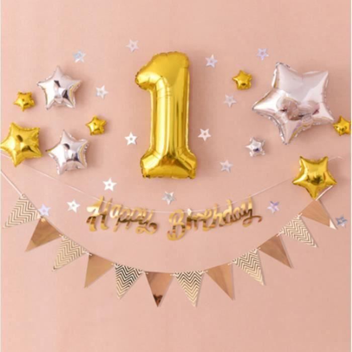 1 An De Bebe Ballon D Anniversaire Decoration Ensemble Etoile Ballons Kit Pour Birthday Party Avec Pompe Bande Tube Mince Cdiscount Maison