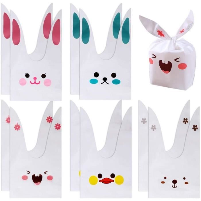 120 Sacs Cadeaux Halloween Oreilles De Lapin – Sachets Bonbons Mignons & Effrayants, Format 23x13.8 Cm